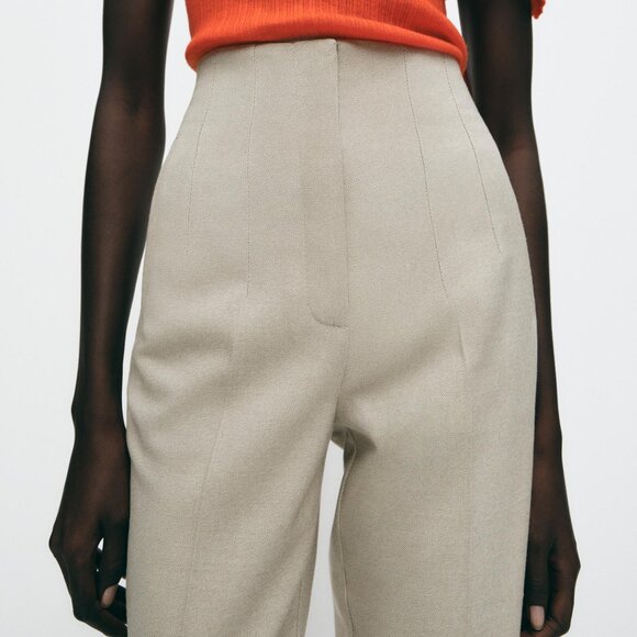 Zara High Waisted Pants in Tan (S) - Picture 3 of 6